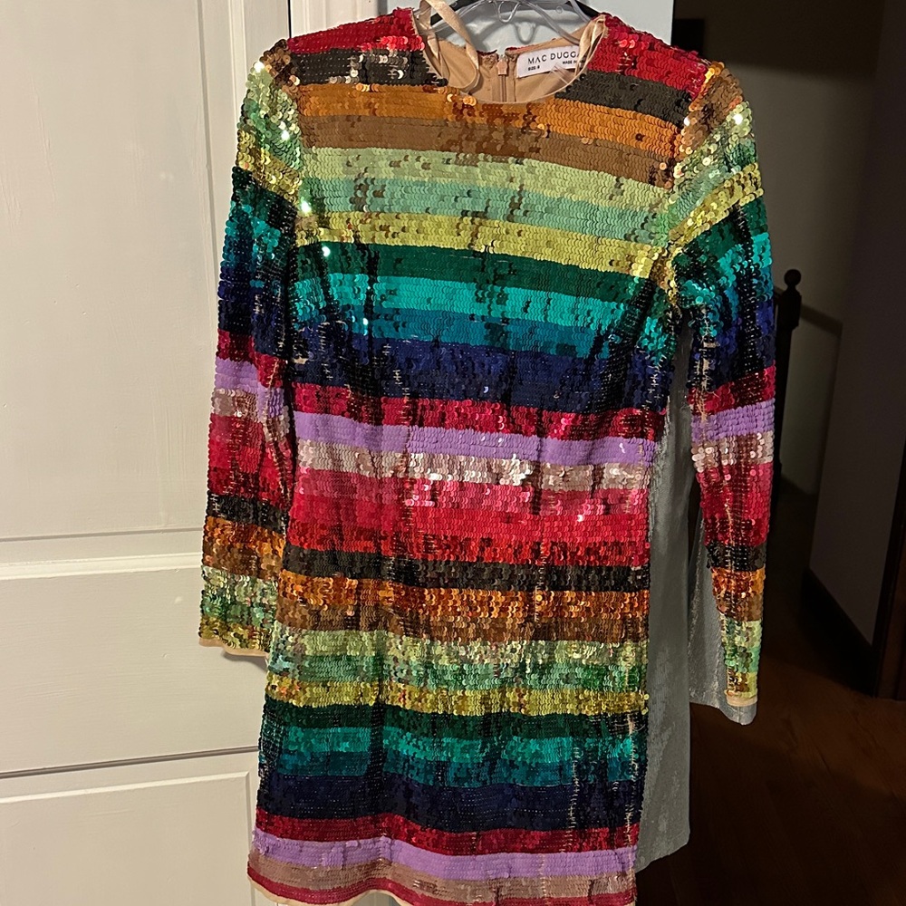 Mac Duggal Vibrant Striped Sequin Dress